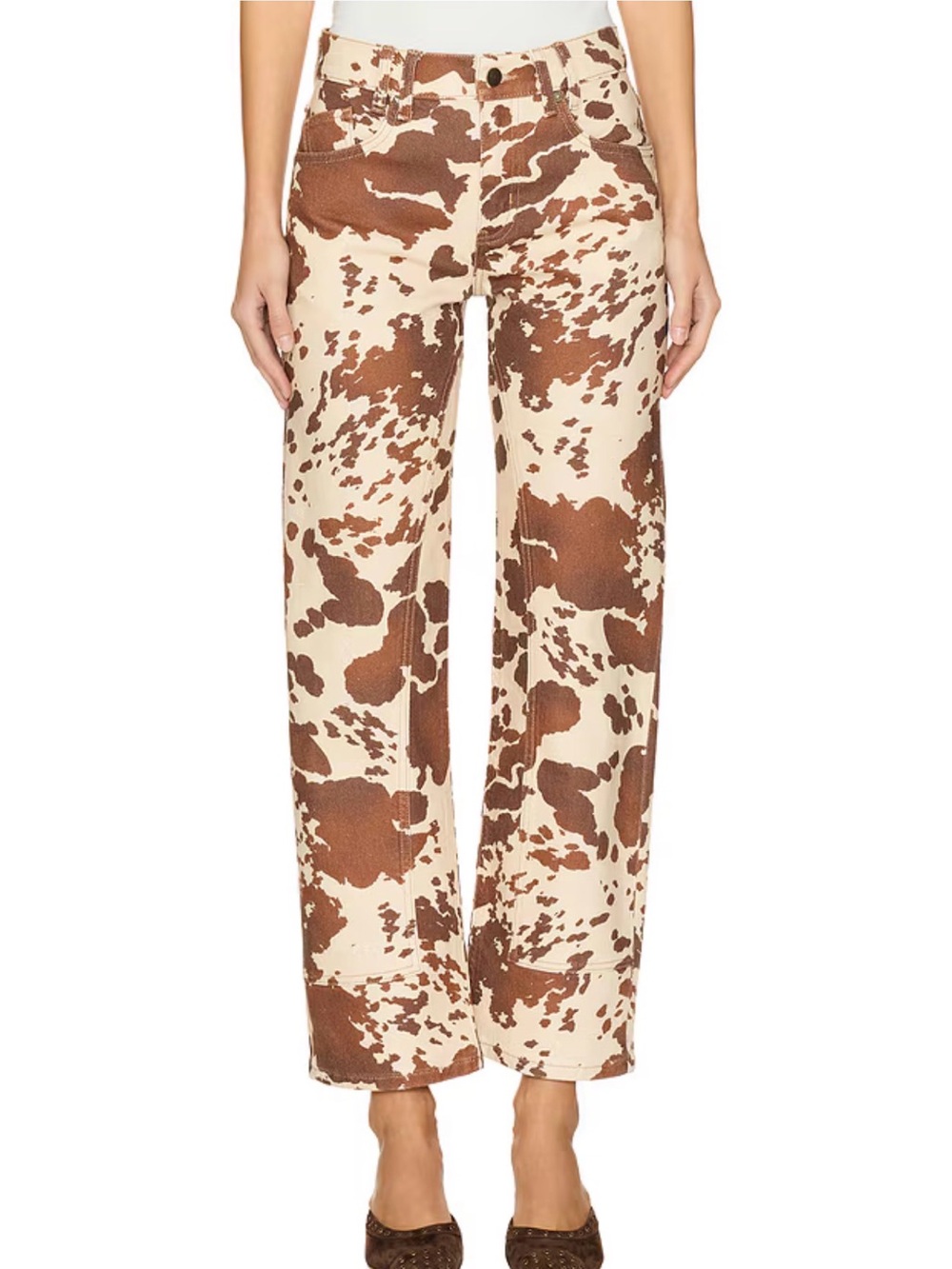 We The Free Brown and Cream Cowprint Jeans - Picture 2 of 7